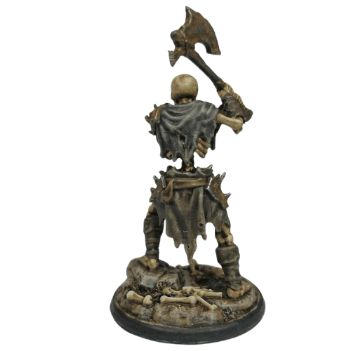 Unpainted Skeleton Wielding Axe Miniature From The Back