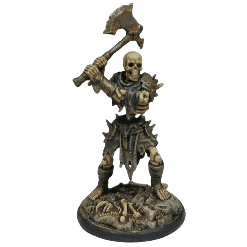 Unpainted Skeleton Wielding Axe Miniature From The Front